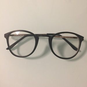 copper and black fake glasses